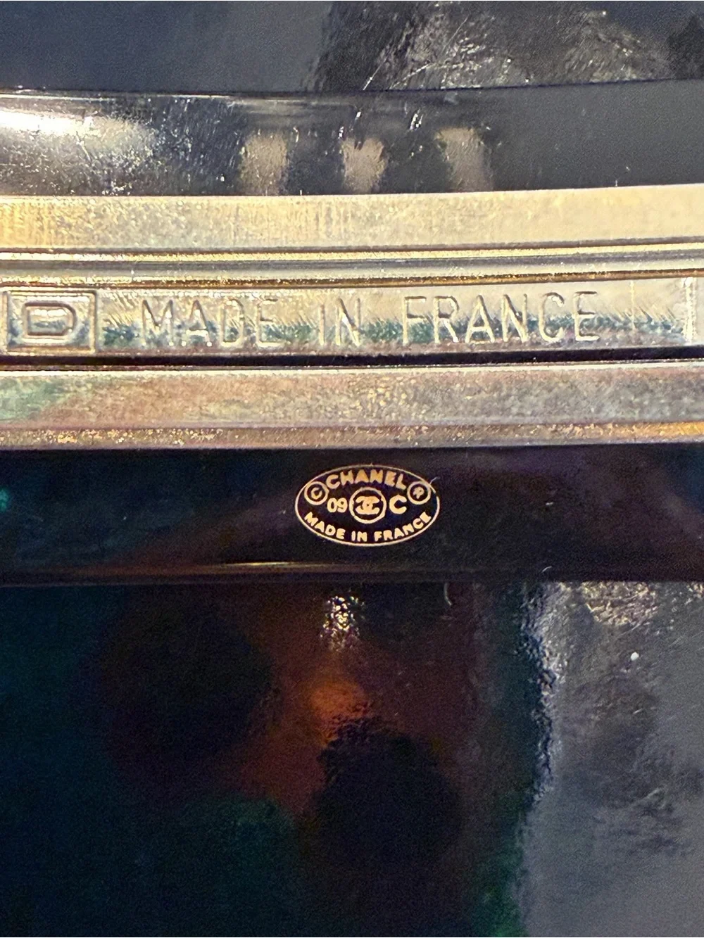 CHANEL Black Crystal CC Logo Barrette